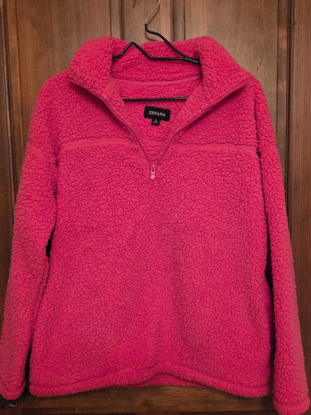 Zenana Pink Fleece Quarter Zip Pullover Sweatshirt- Size Small